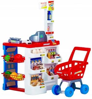 Supermarket Obchod Pokladňa pre deti Stánok + Vozík s príslušenstvom Veľký